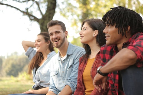 couple with friends